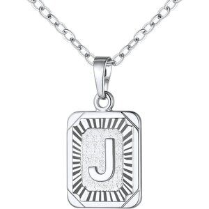 Luxurious A-Z Initial Square Necklace for Men & Women - Adjustable 20-22'' Chain